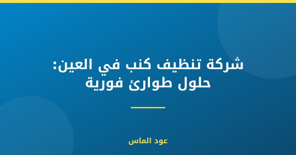 شركة تنظيف كنب في العين: حلول طوارئ فورية